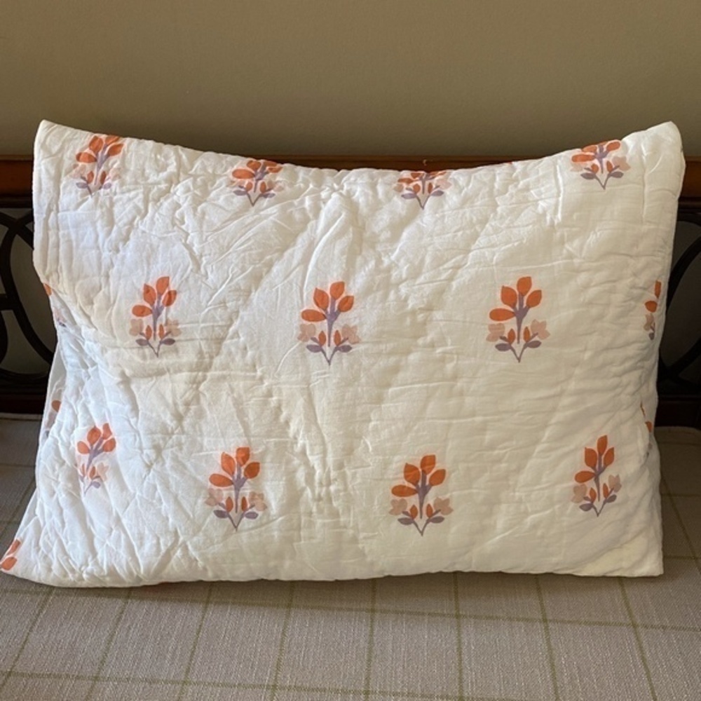Anthropologie Screen Print Floral Pillow Sham
